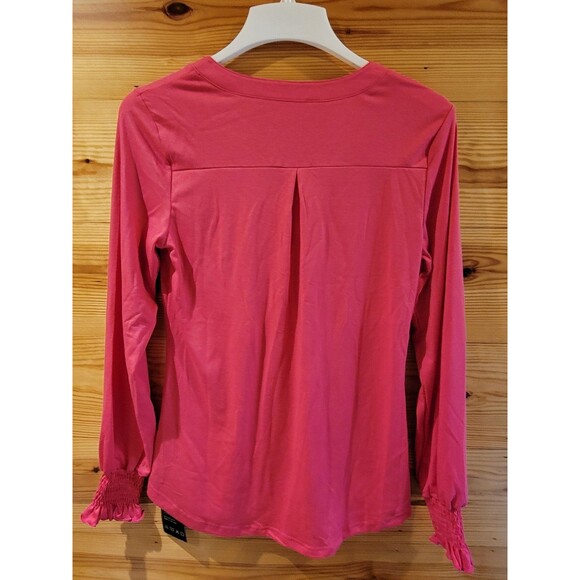 Romanstii Women's V-Neck Long Sleeve T-Shirt Style Top, Hot Pink, Small - Picture 12 of 12